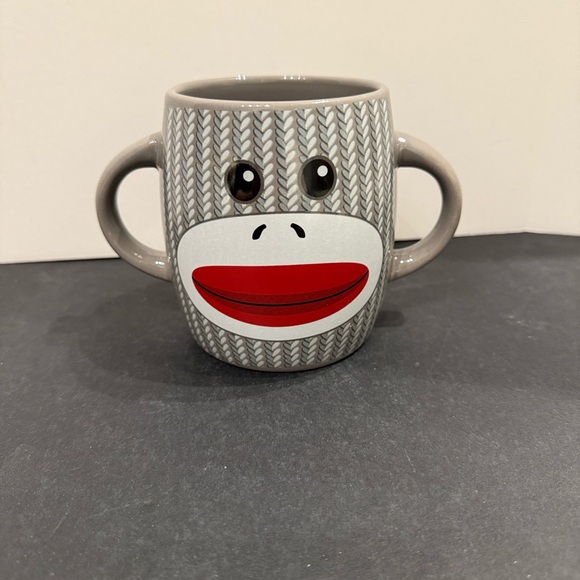 Galerie Sock Monkey Double Handle Mug Ceramic Gray - Picture 1 of 10